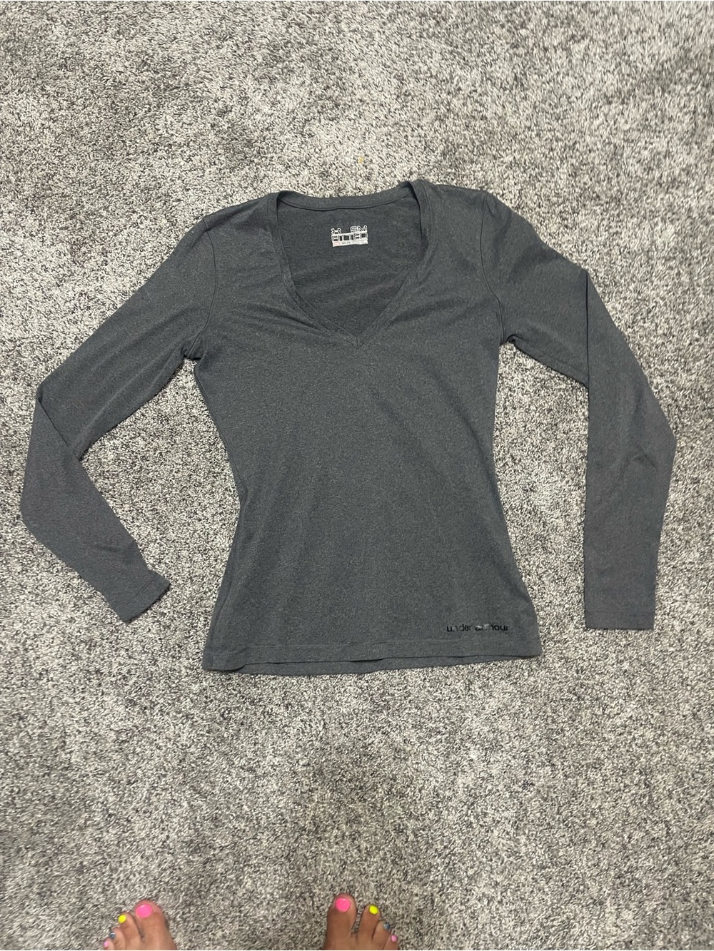 Under Armour Women's Long Sleeve V-Neck Top - Dark Gray